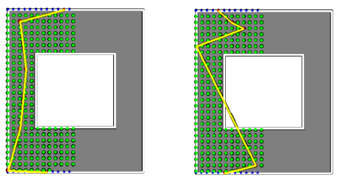 Geometry generator showing a valid geometry (left) and an INVALID one (right)