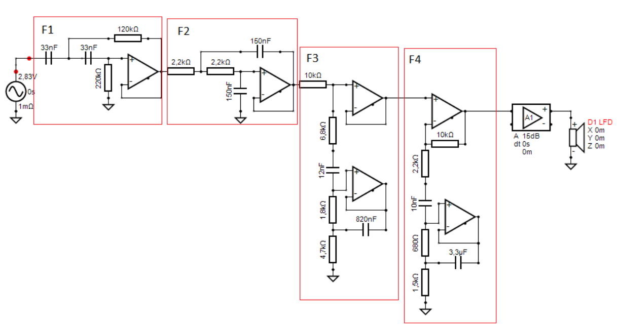Crossover filter for the low frequency driver